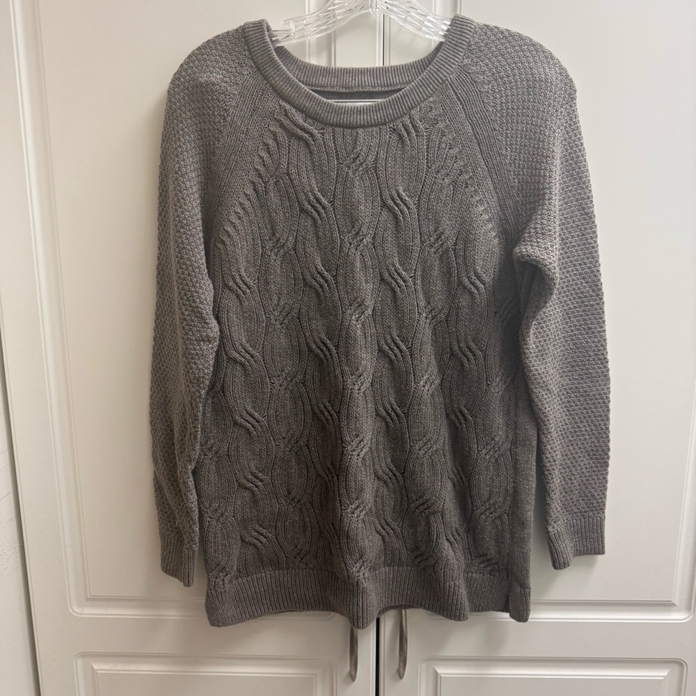 Sonoma Cable Knit Sweater Small Taupe Crewneck Cotton Blend Cozy